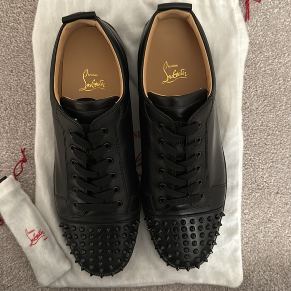 MENS CHRISTIAN LOUBOUTIN BLACK SPIKES SNEAKERS SIZE 45 1/2 - Picture 3 of 6